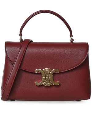 Celine Triomphe Leather Tote Bag - Purple