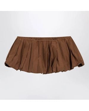 Miu Miu Pleated Vichycheck Mini Skirt - Brown