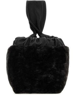 Jil Sander Shearling Clutch - Black