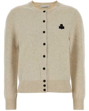 Isabel Marant Melange Cream Cotton Blend Mona Cardigan - Natural