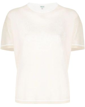 KENZO Tiger Logo Mesh Knitted T-Shirt - White
