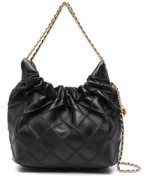 Tory Burch Leather Mini Fleming Handbag - Black