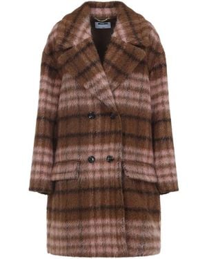 Moschino Check Coat - Brown