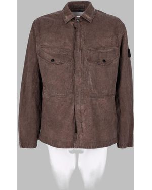 Stone Island Inspired Short-Sleeve Shirt - Brown