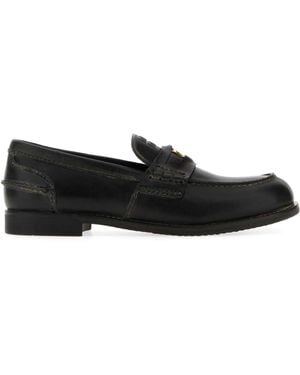 Miu Miu Leather Loafers - Black