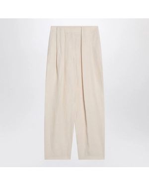 Stella McCartney Wide Butter-Coloured Trousers - Natural