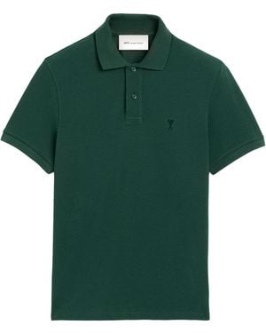 Ami Paris Polo With Contrasted Ami De Coeur - Green