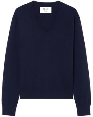 Rohe Maglione Con Doppio Scollo A V - Blue