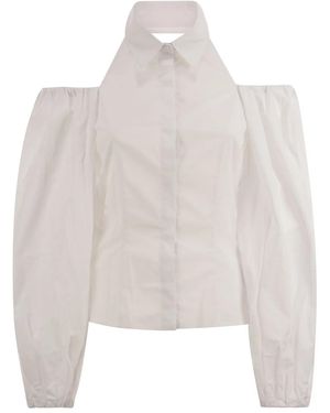 MVP WARDROBE Cotton Shirt With Balloon Sleeves - White