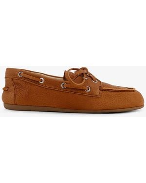 Miu Miu Vintage Effect Leather Loafers - Brown