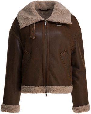 Salvatore Santoro Suede Leather Shearling Jacket - Brown