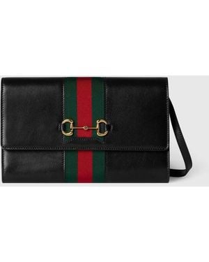 Gucci Leather Horsebit Web Wallet - Black