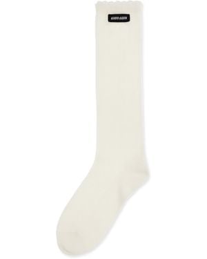 Miu Miu Cotton Pointelle Socks - White
