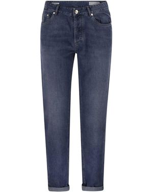 Brunello Cucinelli Traditional Fit Five-Pocket Trousers - Blue