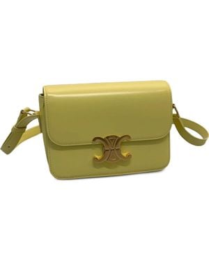 Celine Triomphe Teen Leather Crossbody Bag - Green