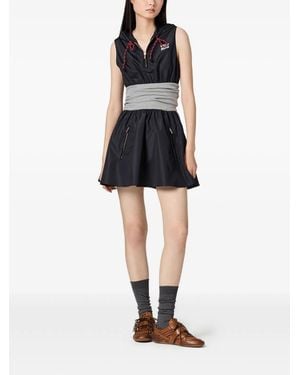 Miu Miu And Striped Cotton Knit Polo Shirt - Black