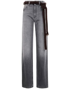 DARKPARK "Lufur" Belt Adorned Straight Leg Denim - Gray