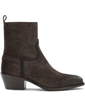 Sartore "Velour 45Mm" Ankle Boots With Zipper - Brown