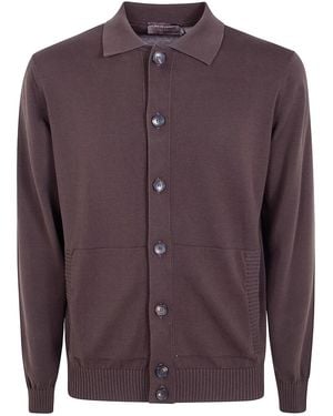 FILIPPO DE LAURENTIIS Polo Neck Long Sleeves Cardigan - Purple