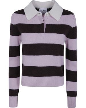 Kujten "Royce Stripe" Polo Neck - Purple