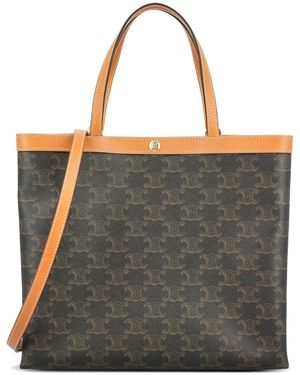 Celine Triomphe Monogram-Print Tote Bag - Grey