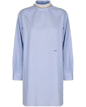 Prada Embroidered Poplin Blouse - Blue