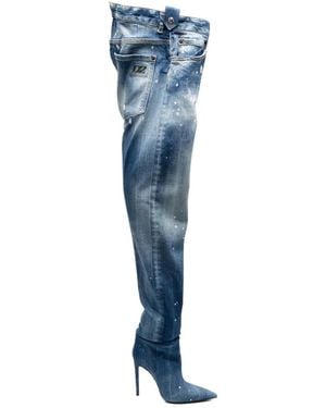 DSquared² Denim Heel Boots - Blue