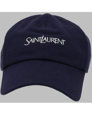 Saint Laurent Cappello Da Baseball Con Logo - Blue