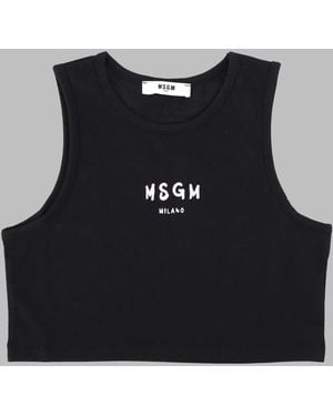 MSGM Cropped Jersey Top Girl - Black