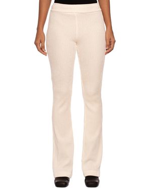 Avenue Montaigne Mod.Bellini Velvet Flared Pants - Natural