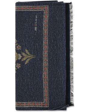 Kiton Silk Scarf With Fringes - Blue