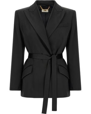Elisabetta Franchi Stretch Satin Blazer - Black