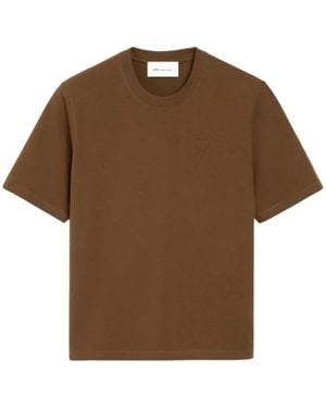 Ami Paris Ami De Coeur T-Shirt - Brown