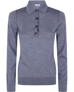 Mrz Long Sleeves Polo Neck Sweater - Blue