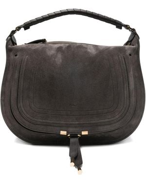 Chloé Charcoal Suede Marcie Shoulder Bag - Black