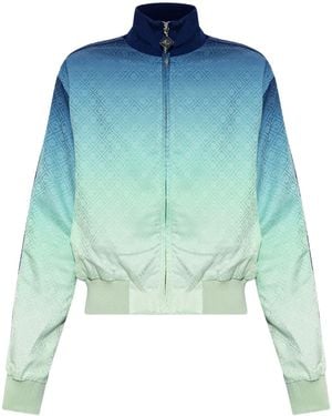CASABLANCA Monogram-Jacquard Zip-Up Sweatshirt - Blue