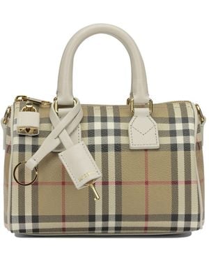 Burberry "Bowling Mini Check" Small Hand Bag - Metallic