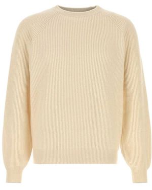 Brunello Cucinelli Ribbed Cash Crewneck - Natural