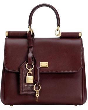 Dolce & Gabbana Bordeaux Leather Shoulder Bag - Purple