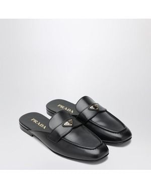 Prada Leather Mules - Gray