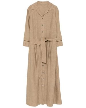 120% Lino Linen Dress With Belt - Natural
