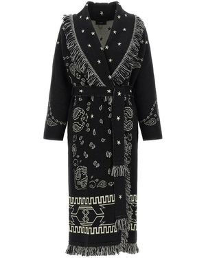 Alanui 'Bandana' Long Coat - Black