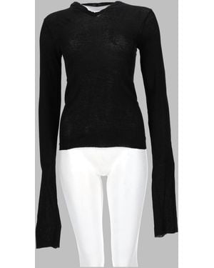 Rick Owens T-Shirt "Cropped Hooded Rib Ls T" - Black
