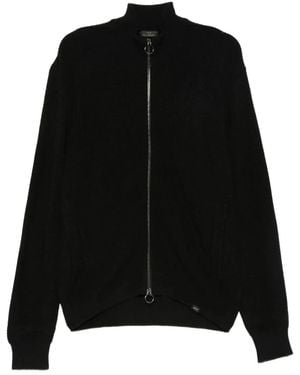 Paul & Shark Paul & Shark Ribbed Zip-Up High-Neck Cardigan - Black