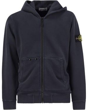 Stone Island Hoodie And Badge - Blue