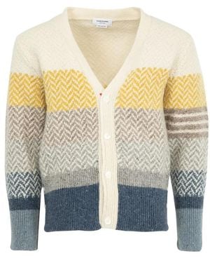 Thom Browne Multicoloured Patterned Cardigan - Blue