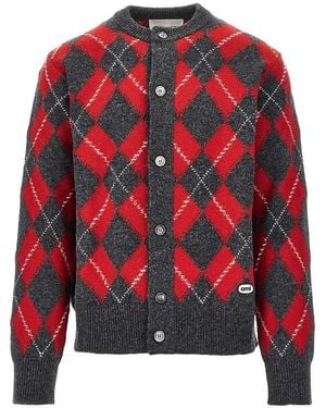 Ami Paris Argyle Wool Cardigan - Red
