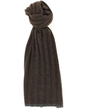 Brunello Cucinelli Ribbed Cashmere Knit Scarf - Black