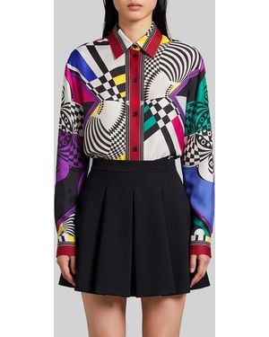 Versace Printed Silk Twill Shirt - Blue