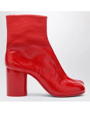 Maison Margiela Patent Leather Tabi Ankle Boots - Red